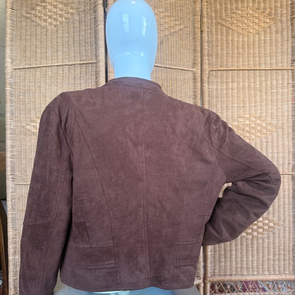 Vintage Fringe Faux Suede Brown Jacket Size L - Picture 5 of 14